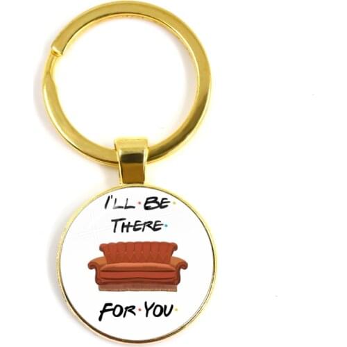 Friends TV Show Keychain Classic Scene Central Perk Logo Glass Cabochon Key Ring Bag Charm Keyholder For Good Friends Gift
