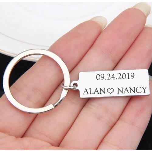 Lover Keychain Customized Name & Date Fashion Keyring Jewelry Couples Anniversary Celebration Lover Souvenir Gifts Key Tag