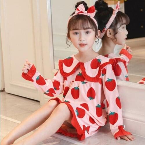 Kids Homewear Sleepdress Girls Nightgown Spring Children Clothing Cotton Nightdress Toddler Cartoon Sleepwear Princess Pajamas