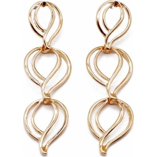 Alloy Heart Long Earrings Simple Temperament Retro Fashion Party-New