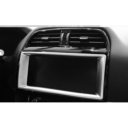 For Jaguar F-Pace f pace X761 2016 2017 Car-Styling ABS Matte Silver CD Navigation Frame Cover Trim Stickers Accessories