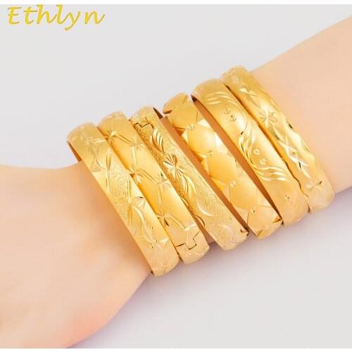 Ethlyn New Fashion Gold Color Bangles Women Wedding Accessories Gifts Mother Christmas Jwelry Can open Bangles&Bracelets B029