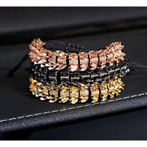 Classic Luxury Keel Shape Copper Beads Macrame Men Bracelets&Bangles For Women Jewelry Pulseira Bileklik