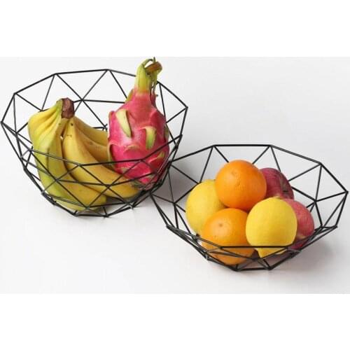 Fruit Basket Container Bowl Metal Wire Basket Kitchen Drain Rack Fruit Vegetable Storage Holder Snack Tray Bowl Table Storage