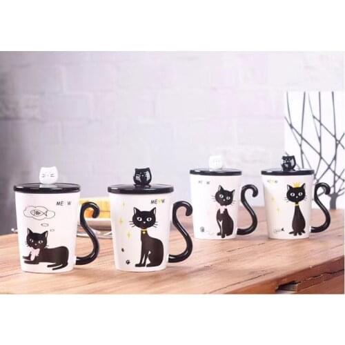 Creative cartoon cat mack fashion personality student water cup simple home milk cup breakfast cup with lid cute cup