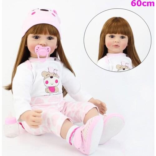 60CM Reborn Baby Girl Reborn Toddler Boneca Soft Silicone Cloth Body Lifelike Newborn Dolls for Girls Realistic Reborn Dolls