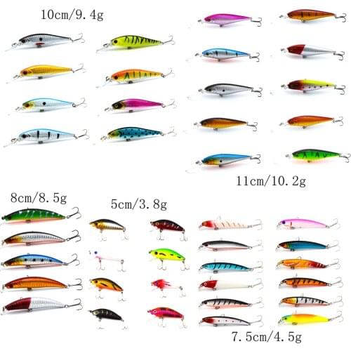 Hot 43pcs lot Fishing Lures Mixed 5 Model Minnow Lure Artificial Quality Professional Crankbait Wobblers Fishing Tackle pesca