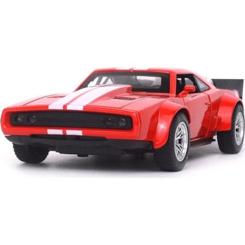 Hot sale 1:32 Scale 15CM Charger Alloy Car 3 Door can open Diecast Model Toy with wheel sound light Christmas Gift toy for kids