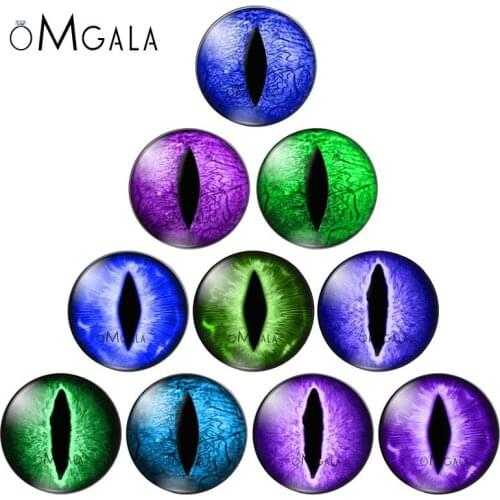 Fashion Glass eyes cabochons In Pairs 8MM-30MM Round Dome Dragon Cat Animals Eye Toys DIY Jewelry Accessory MIX Pupil Eye Cameo