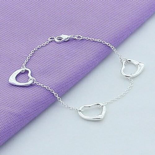 Fashion Jewelry 925 Sterling Silver Bracelet Small Love Heart Chain Bracelet For Women Girl Birthday Gift