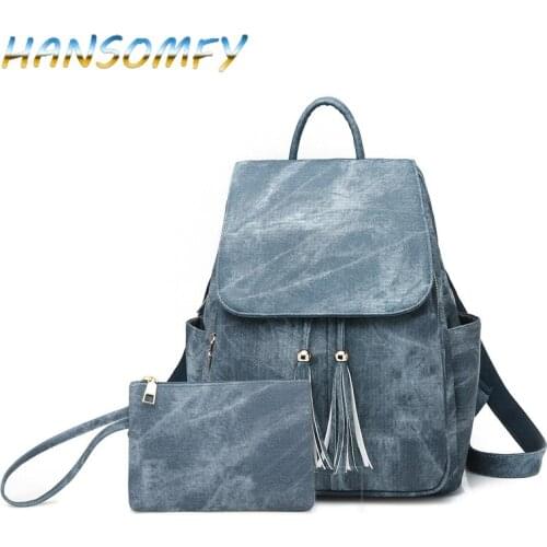Fashion Women Backpack Quality Leather School Bags For Teenager Girls Large School Backpack Vintage Solid Shoulder Bags MX-98