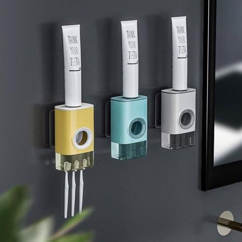 Wall-mounted Toothbrush Holder For Home Punch-free Toothpaste Squeezer Dispenser For Restroom Home Toilet Bathroom Accessories