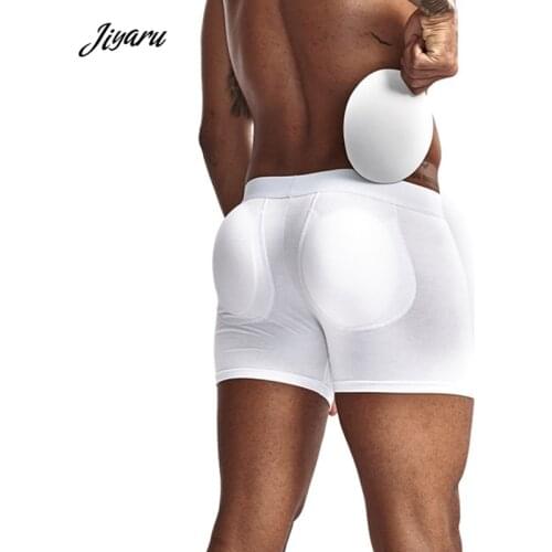 Men Butt Padded Underwear for Male Body Shaper Boxers Hip Enhancer Booty Padded Panties Hips Butt Lift Boxers solid