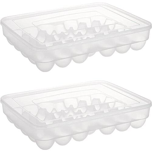 New Refrigerator Egg Rack 68 Grid Malicious Egg Tray Rack Stackable Egg Container with Lid 34 Egg Boxes (2 Pieces)