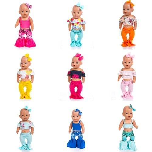 New Fashion set Doll Clothes Fit For 43cm baby Doll clothes reborn Doll Accessories