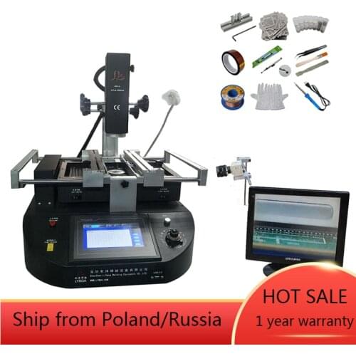 Soldering Station 4500W R5830 Touch Screen BGA Rework Machine Hot Air 3 Zones Welding with Brush Scraper Glove Wick Tweezers