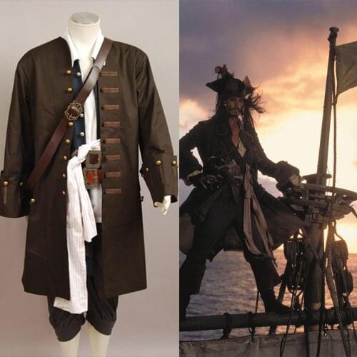 Pirates Captain Jack Cosplay Sparrow Halloween Costume Outfit Halloween Carnival Christmas For Men