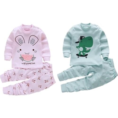 Boys Girls Pajama Sets Kids Cartoon Casual Long Sleeve T-Shirt+Pants Baby Autumn Sleeping Clothes