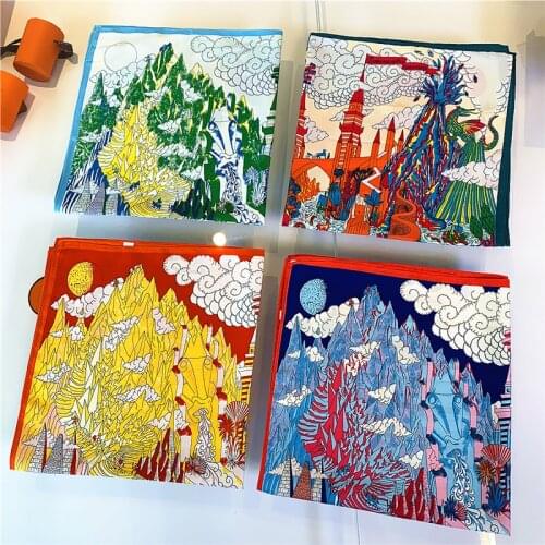 Animal kingdom small scarf Neck Scarf Women Small Handkerchief Cartoon Print Headband Hair Scarfs Female Bag Scarves sjaal Hijab