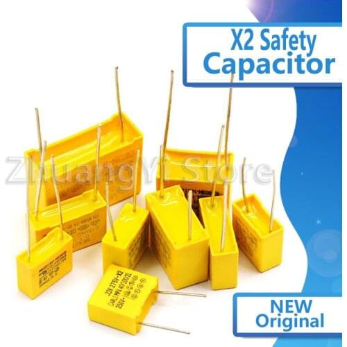 10pcs X2 Safety capacitor 275VAC 0.1uf 0.001uf 0.0022uf 0.0047uf 0.01uf 0.033uf 0.022uf 0.047uf 0.068uf 0.1uf 0.15uf 1uf 0.68UF