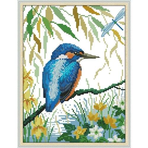 The bird settled on the branch cross stitch kit aida 14ct 11ct count print canvas cross stitches needlework embroidery DIY
