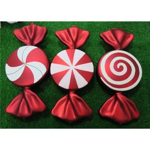 Christmas decorations scene layout gift ornaments pendant ornaments DIY large candy 55CM electroplating red and white sugar
