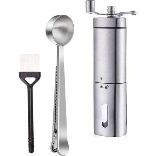 Manual Coffee Grinder,Coffee Grinders With Adjustable Ceramic Burr,With Brush&Spoon Clip For Home,Office,Travelling-ABUX