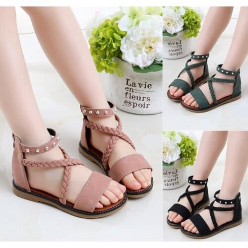 2021 new fashion Roman sandals girl soft sole 4-12 years old girls childrens shoes summer beach sandals non-slip
