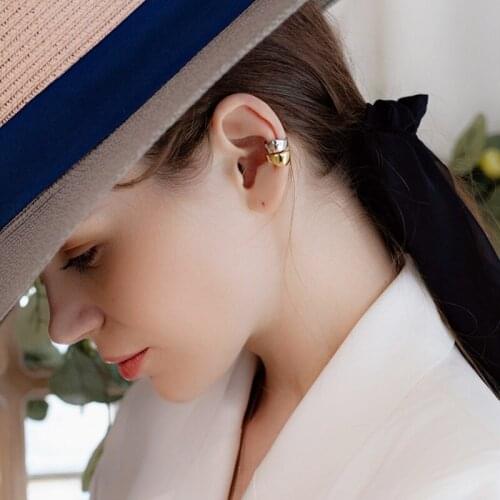 YIZIZAI Gold Color Earrings without Piercing Geometric Round Ear Cuff Minimalist Cartilage Earrings for Women Jewelry