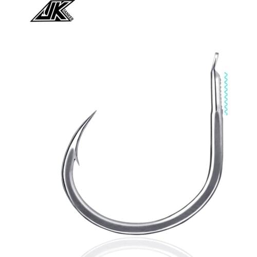 SJRH 2X Strong 1/0 2/0 3/0 4/0 Round Slow Jigging Hook Light Sea Fishhook Fishing Tackle Barbed Jig Assist Hooks
