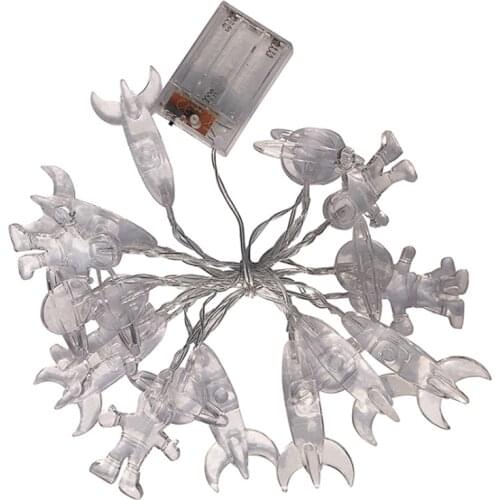 LED Fairy String Lights 1.5m/3 Meters LED Strip Home Decor Kids Astronaut Spaceship Rocket Pendants Decor Lamp