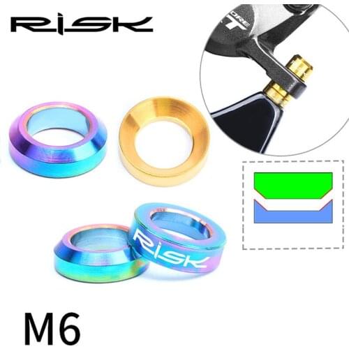 Risk 4pcs M6 Titanium Alloy Brake Caliper Gasket Fixed Bolts Mountain Bike BMX Hydraulic Brake Screws Spacer for Shimano XT XTR