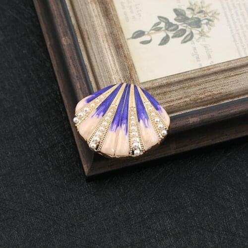 European and American ocean style new design drop glaze pearl shell enamel pin brooch brooch coat cardigan woman