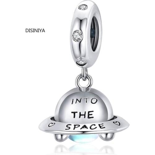 Disiniya Little Spaceship Charm Fit Original Snake Bracelet 925 Sterling Silver Women Jewelry DIY Beads Charm Making SCC351696
