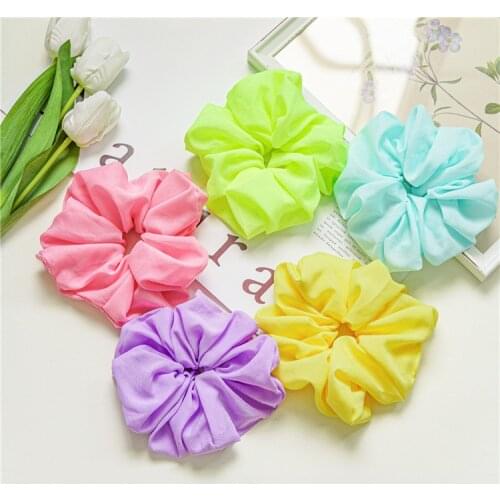 Solid color large fluorescent colonosus 2021 summer macarone elastic headband womens hairband leather band