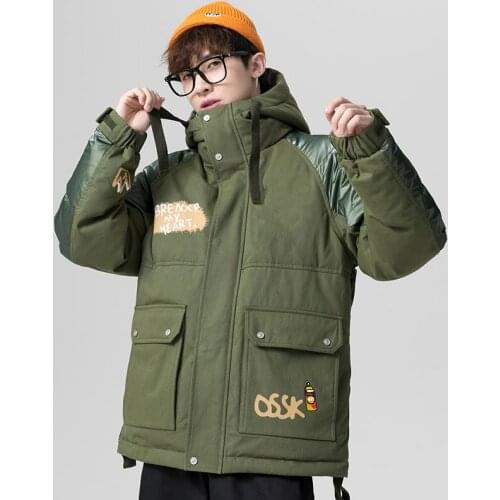 Winter Mens Cargo Puffer Jackets Loose Hooded 90% White Duck Down Coats Male Thick Overcoats Hip Hop Streetwear JK-958
