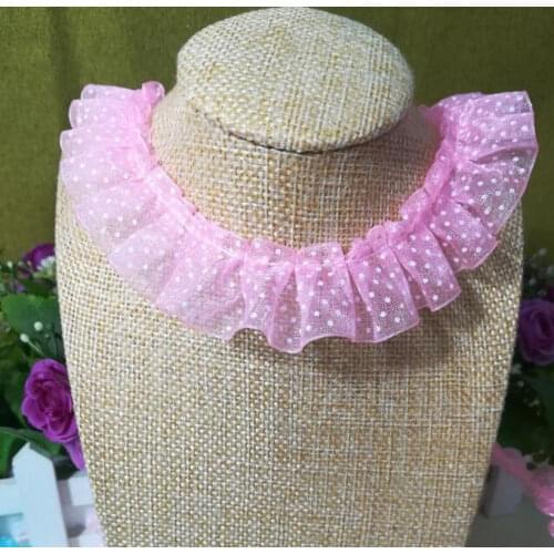 1M Pleated Tulle Lace Fabric Ribbon Blue Purple Pink Green Lace Trim 2.5cm DIY Sewing Laces Craft Supplies dentelle encaje JH14