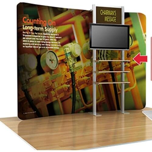10' Portable fabric tradeshow displays pop up stand banner booth exhibits backdrop wall trade show display with TV bracket