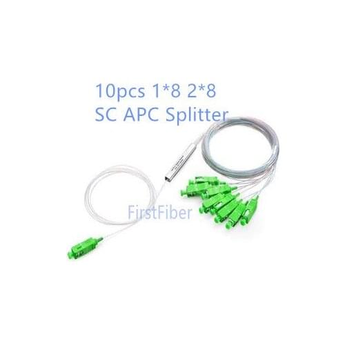 10pcs 1x8 SC APC Splitter 8 Channels Splitter 2x8 LC APC Blockless Micro Type PLC Optical Fiber Splitter Mini Module