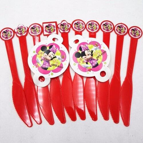 10pcs/set Minnie Party Supplies Plastic Knives For Kids Minnie Mouse Birthday Christmas Festival Party Decoration Favors