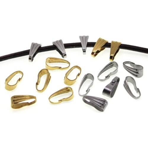 100pcs/lot Stainless Steel Clasps Bails Charm Melon Seeds Buckle Pendant Clips Pinch DIY Necklace Connectors Jewelry Findings
