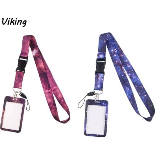 20pcs/lot G1831 Cartoon Starry sky Lanyard Keychain key Badge ID Mobile Phone Rope Cute Gifts Lanyard With Aurora Card Holder