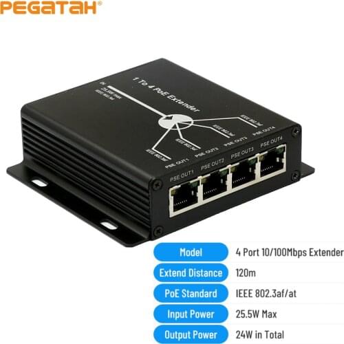 4 port PoE Extender IEEE802.3af extend 120m transmission for ip camera 120m 1.0Gbps transmission for ip max