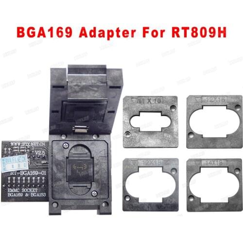 BGA48 BGA64 BGA63 BGA24 BGA169 EMMC Seat EMCP153 EMCP169 Adapter + Limit frame For RT809H Programmer With 3Pcs BGA Bounding Box