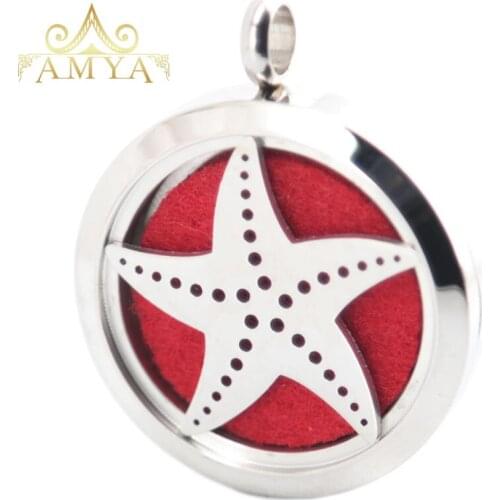 AMYA Jewelry 30mm Shell Moths Dolphin Aromatherapy Essential Oils Stainless Steel pendant Perfume Diffuser Locket Necklace