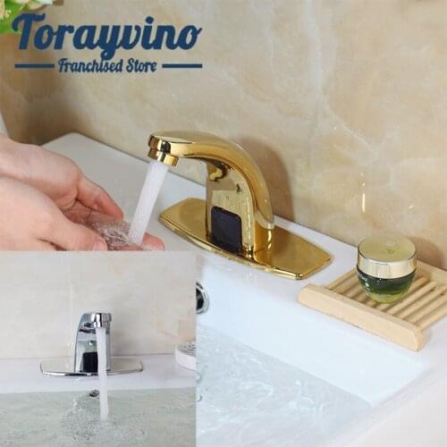 Bathroom Automatic Sensor Faucet Gold/Chrome brass faucet Deck Mounted Wash Basin Touchless infrared Faucet