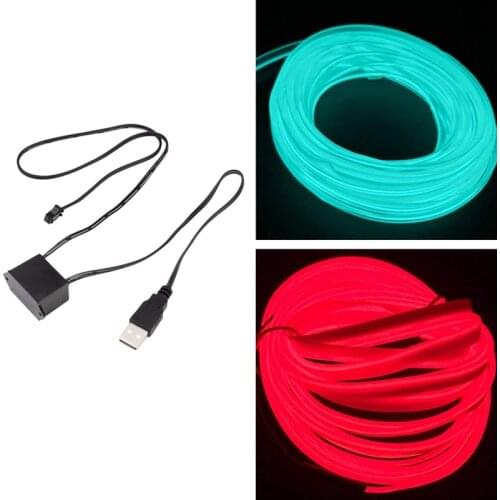 Car Light Strips,Cold Interior,Trim Bright Car Decorative,Wire Tube Circle Up to 360 Degrees,16FT