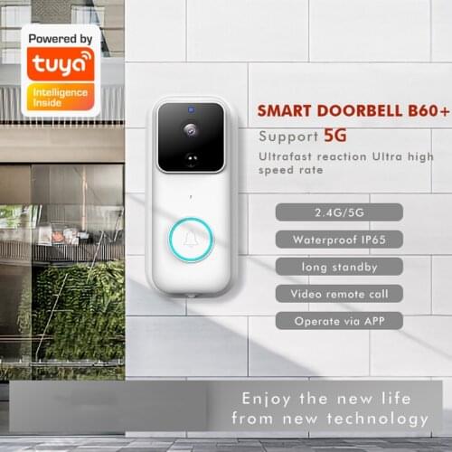 Wireless Video Doorbell Tuya APP Remote 1080P 166 Degree Wide Angle Visual Real-time Intercom Video Bell 2-Way Talk Home Camera