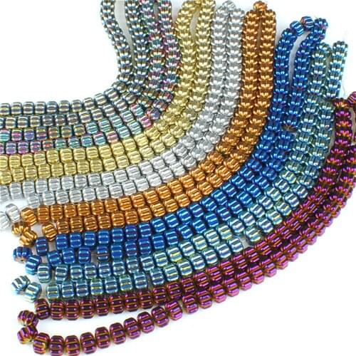 Natural Stone Hematite Beads 6x8mm Plated Pumpkin Beads Jewellery Making DIY Necklace Bracelet Earrings Accessories 16 Inch