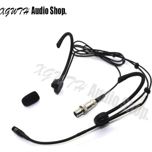 Black Foldable Ear Dual Hook Head Headset Microphone For MiPro Wireless Radio Condenser Mic System Beltpack Mini XLR 4Pin lock